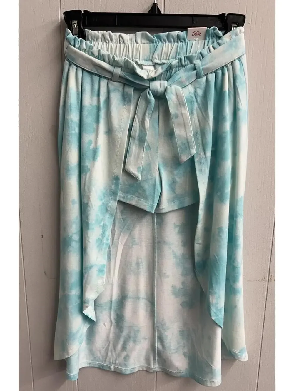 Justice Shorts/Long Skirt. Blue\White Tye-Dye.  Elastic Waist. Size Girls 8. NWT